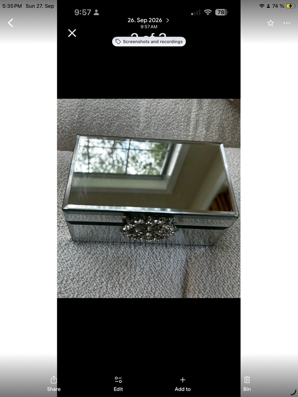 Crystal-Embellished Silver trinket box - Picture 2 of 3